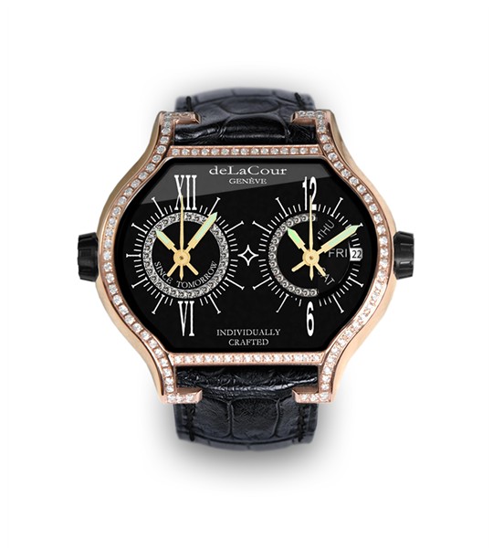 Replica DeLaCour City Cadet 2 A Rose Gold Diamond Black WAPS0021-1468 Replica Watch